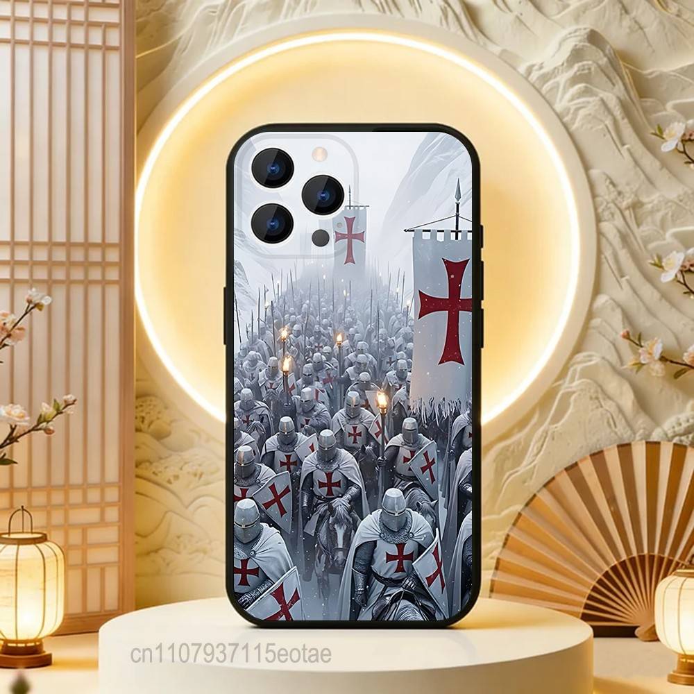 Crusaders Templar Knight art Black Soft Case For iPhone 17 13 14 15 11 16 12 Pro Max Pro Max Plus E Air Mini Phone Cover Shell
