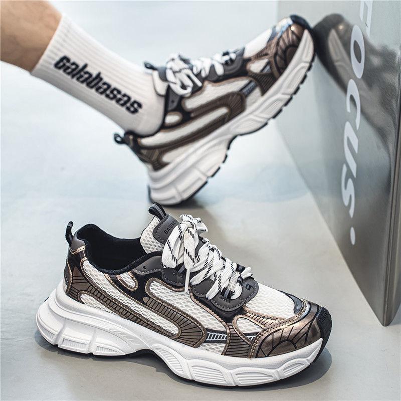 Spring new breathable mesh sports shoes thick-soled non-slip casual running dad shoes