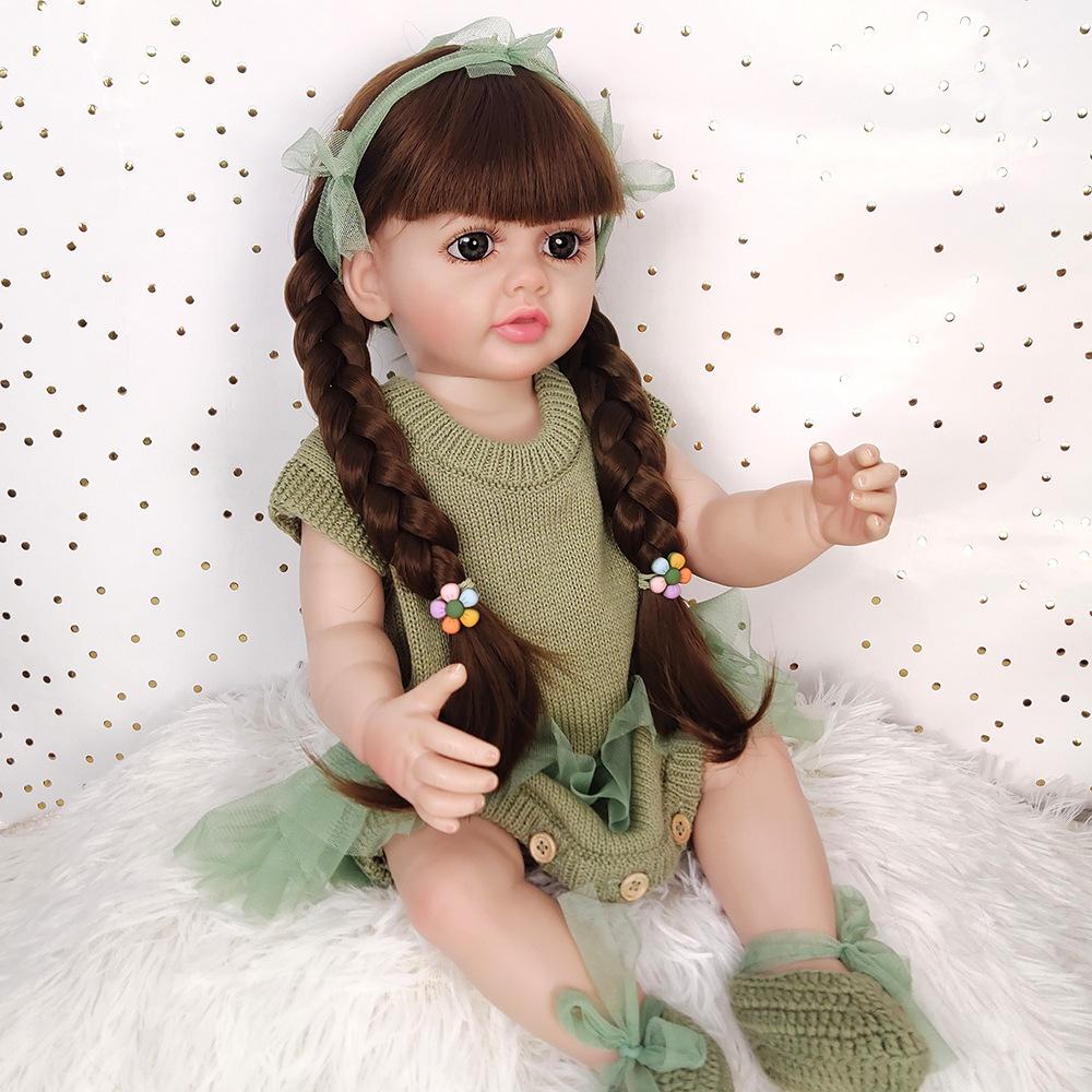 

55 см 22 дюйма Мягкая силиконовая кукла Reborn Baby Bath Doll Игрушка Реалистичная принцесса для малышей Красивая Bebe Girl Full set