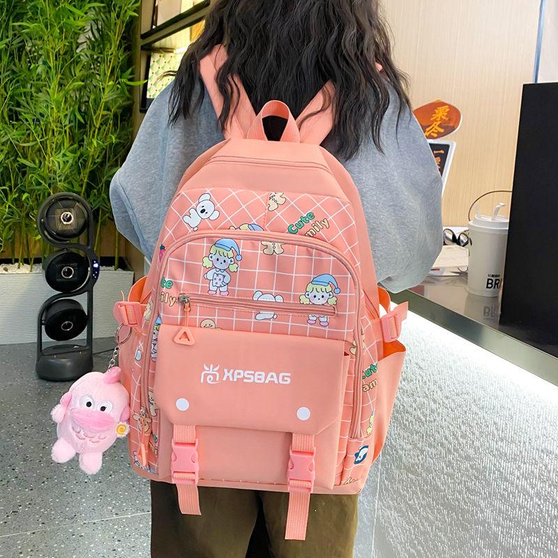 

4Pcs/Set Color Print Backpack with Crossbody Bag and Small Purse Student Bookbag Simple Backpack for Elementary Middle Kids