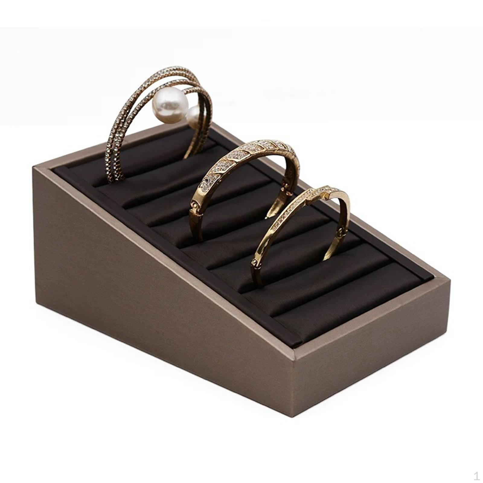 

Jewelry Display Stand Holder Gifts Multifunctional Portable 7 Slot Bracelet Rack Organizer Brown