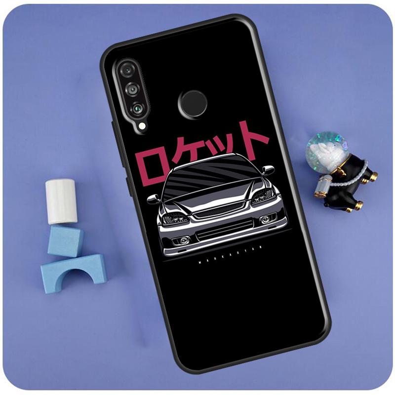 Sports Car JDM Drift Case For Huawei P30 P20 P40 Lite Nova 11 Pro 3i 8i 11i 9 10 SE 5T Y60 Y61 Y70 Y90 Y91 Cover