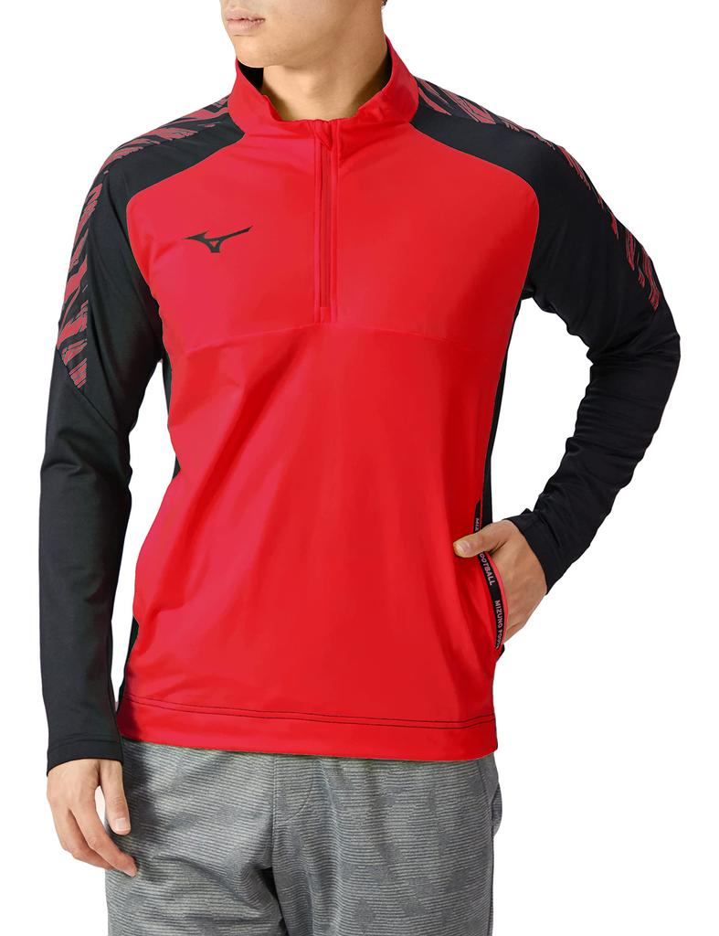 Mizuno Soccer Wear PRO Stretch Fleece Chinese XL Shirt, Moisture-Wicking, Quick-Drying, P2MC2515, Red,