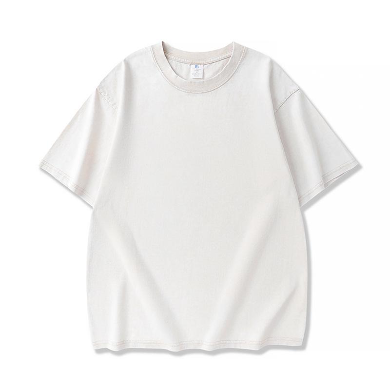 Retro Washed Distressed Short Sleeve T-shirt - 250g High Density Cotton, 8 Colors