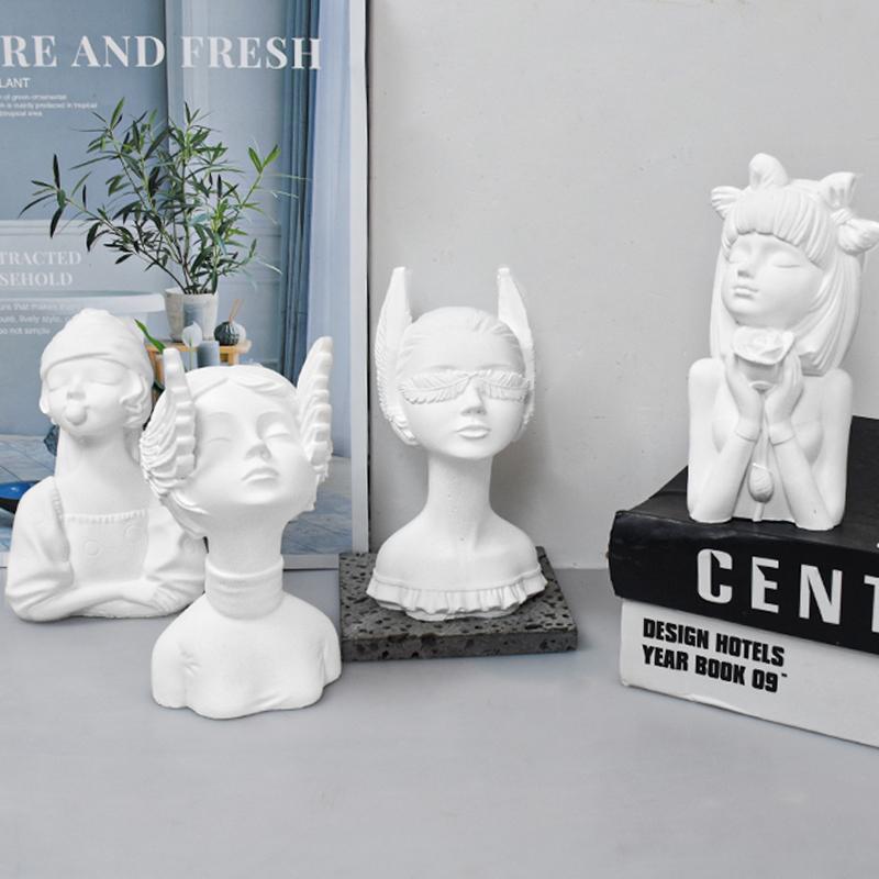 15cm Big Beautiful Goddess Lady Gypsum silicone mold Angel Girl Women Bust Statue Candle Silicone Mold Female Figures Resin mold
