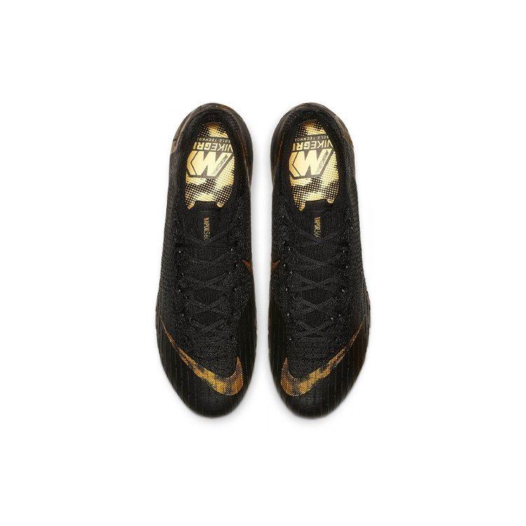 Nike Mercurial Vapor 12 FG Firm Ground Slip Resistant Abrasion Resistant Soccer Shoes Men's Black Gold AH7380-077