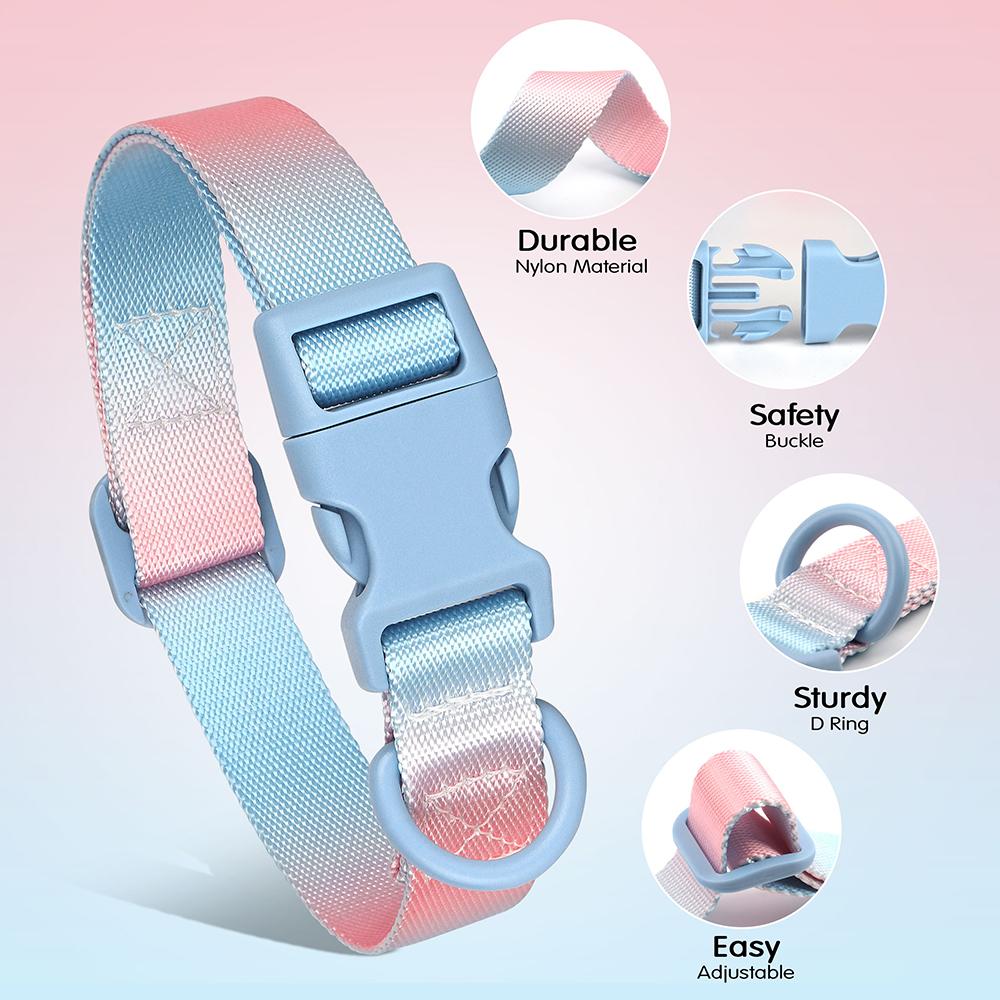 Colorful Print Nylon Dog Collar Macaron Adjustable Pet Collars For Small Medium Large Dogs Chihuahua Pug Dog Accessories