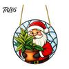 Stained Glass Style Holiday Decor Christmas Hanging Pendant, Acrylic Santa Claus Plants Ornaments with Lanyard Decorative for Xmas Tree Decoration,