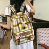 Retro karierter Schulrucksack, Damenrucksack, Damen-Kleinrucksack, Japanischer Instagram-Schulrucksack für Schülerinnen