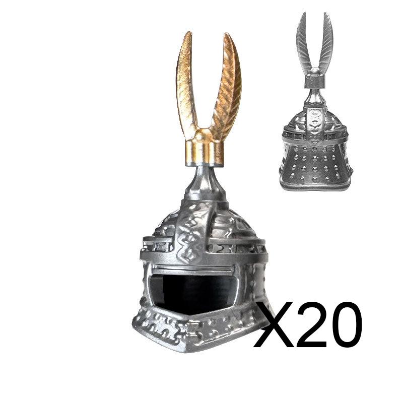 MOC Medieval Castle Knight Figures Waffen Accessories Flame Helmet Shoulder Armor Sword Toy