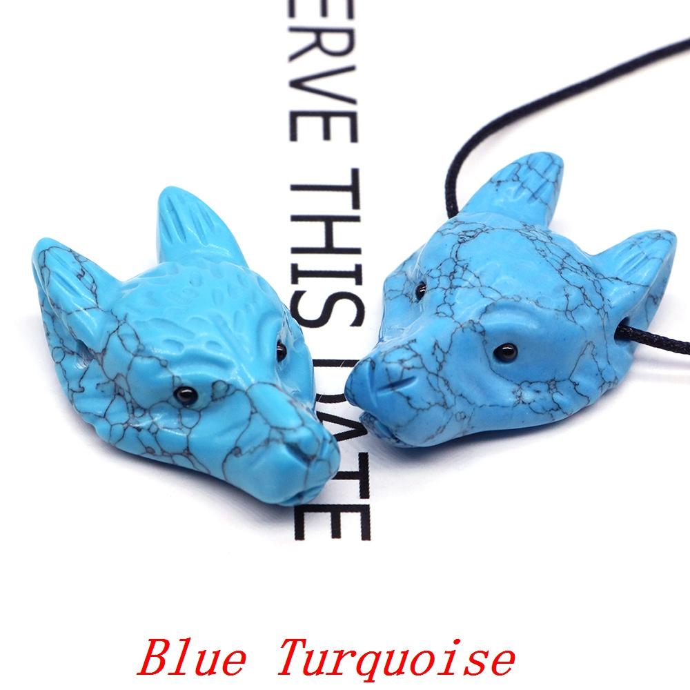 Testa di Lupo in Pietra Naturale da 1,5" Cristallo Curativo Reiki Animale Scolpito a Mano Statuetta Decorazione in Pietra Preziosa Fai da Te Accessori per Gioielli Regali