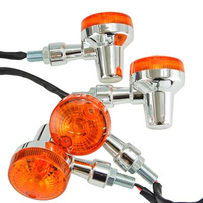 Ager Motorrad Blinker Mini Rund Universal GS Z2 Mini Moto Street Off-Road Orange x Verchromt 4 Stück