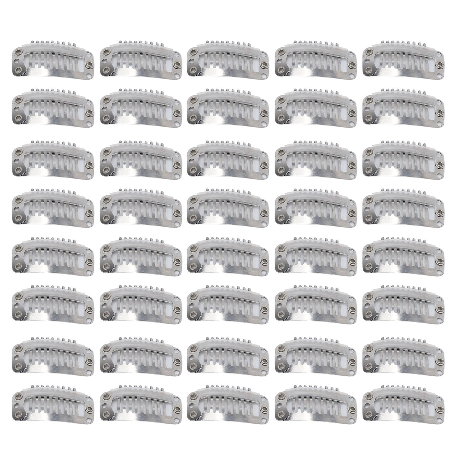 

40 шт. набор зажимов для парика из нержавеющей стали DIY 9 зубцов расческа для наращивания волос зажимы аксессуары 1,3 дюйма серебряный