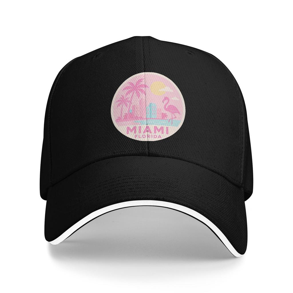 Miami Pink Travel Baseball Cap  Fashion Trucker Hat Summer UnisexTeens Tennis Skate Baseball Caps