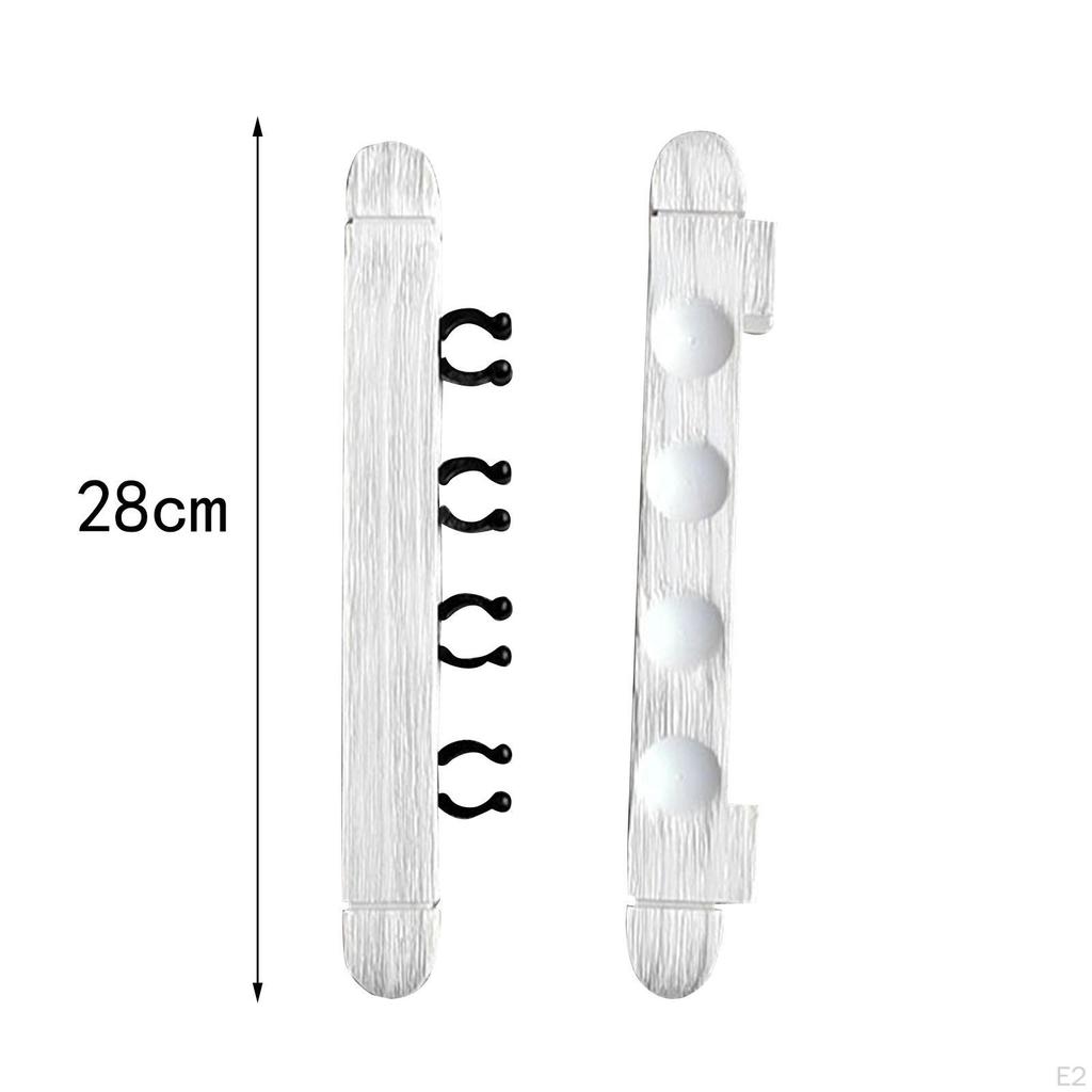 2 Pcs 4 Racks Wall Mounted Table Poles Clip Accessories Wooden Clips Pole Organizer Storage