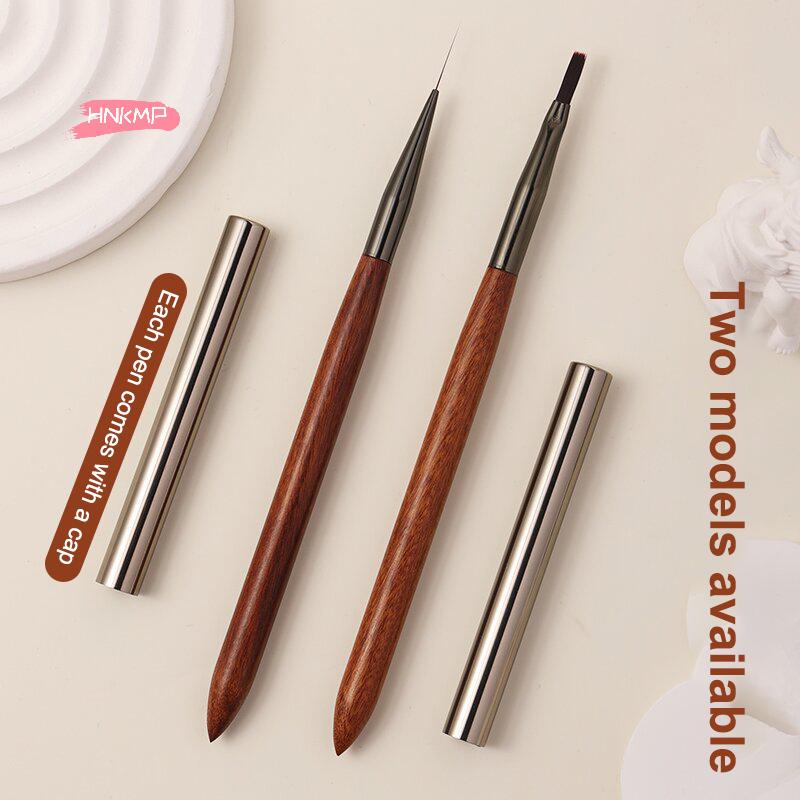 1Pc Professional Nail Art Brush with Durable Sandalwood Pole Nail Liner Brush for Phototherapy Nail Painting Pen