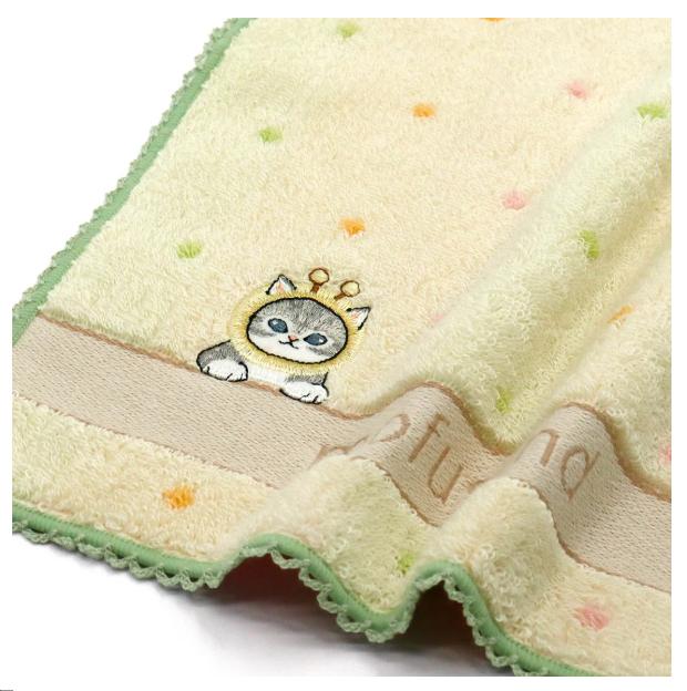 Mofusand Towel Handkerchief (Dot Nyan Beige) Japan NEW