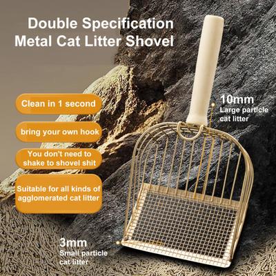 Metall-Katzenstreuschaufel, geschlitzt, langer Holzgriff, antihaftbeschichtet, Katzentoilette, Kotsiebung, große Kitty-Schaufel, tiefe Schaufel, Sichter, Heimtierbedarf
