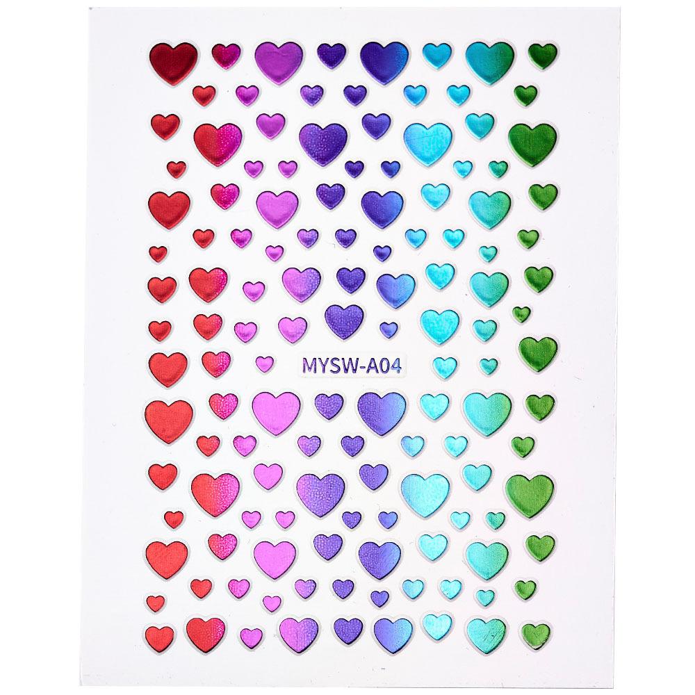 Seven-Color Positive Love Manicure Sticker Laser Gold And Silver Solid Color Love Nail Sticker Girl Heart-Shaped Nail Decoration