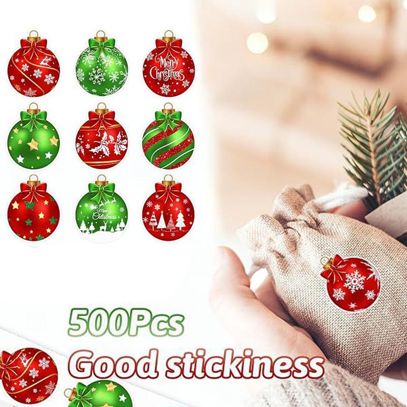 500pcs/Roll Round Window Display Sealing Sticker Decorative Gift Box Self-adhesive Stickers Christmas Decor
