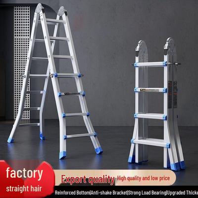Customizable Aluminum Telescopic Folding Ladder - Household & Multi-purpose A-frame Portable Ladder.