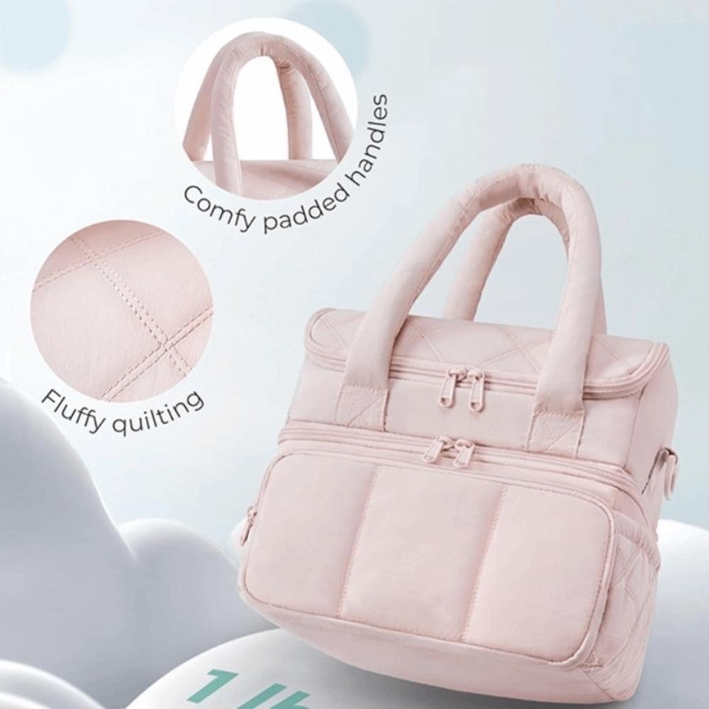 Portable Tumbler Compartment Lunch Bag Thickened Double Layer Picnic Bag Heat Preservation Large Capacity Cooler Bag Daily Use