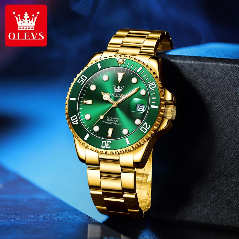 Oliss Green Water Ghost Automatische Leuchtende Wasserdichte Herrenuhr