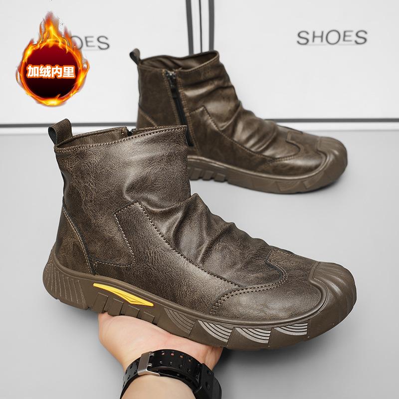 Men's shoes winter 2025 new waterproof, non-slip and wear-resistant tooling shoes trendy versatile shoes men's casual labor insurance shoes