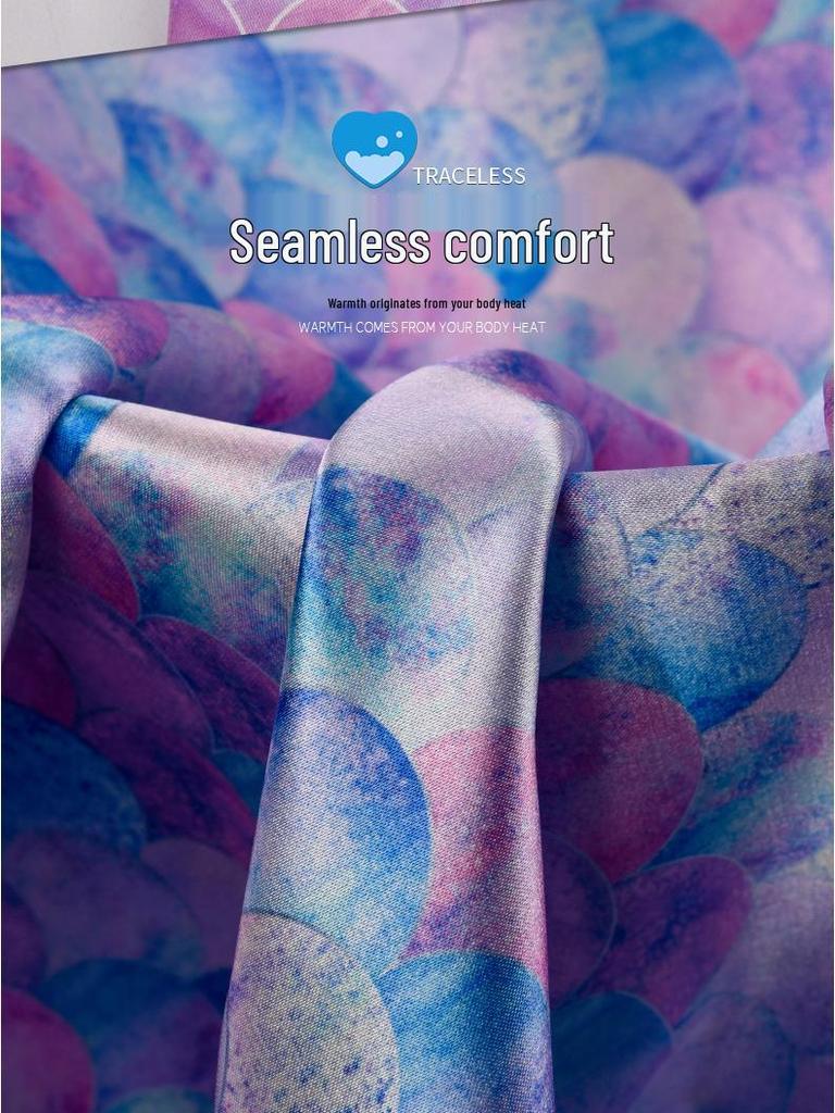 Colorful Fish Scale Floral Stretch Satin: Polyester-Spandex Digital Print Cheongsam Faux Silk Fabric