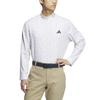 Adidas Golf Men's Palm Leaf Print Mock Neck Long Sleeve Stretch Golf Polo Shirt In White/Gray Two