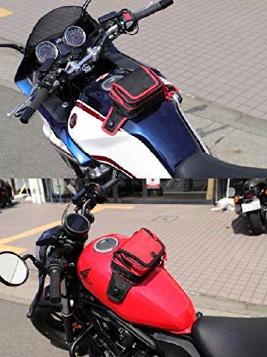 DEGNER Suction Cup Tank Bag Pouch Piping 1.5L Black/Red NB-180