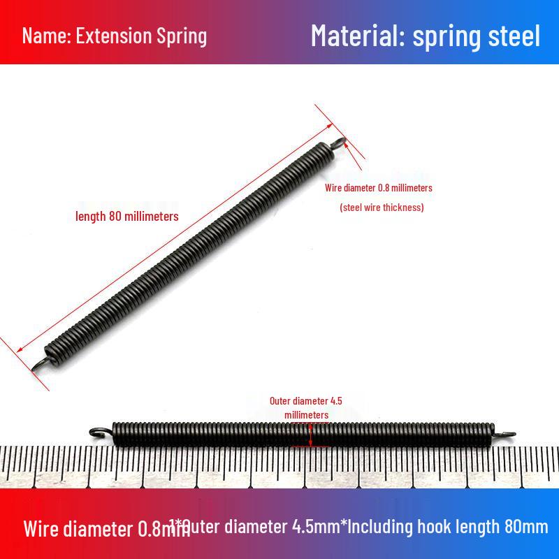 0.8mm Yellow Extension Spring with Hooks - Stapler Rebound Force 