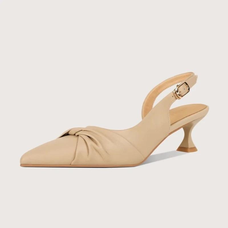 

Модные плиссированные босоножки с острым носком для женщин, новые простые босоножки на шпильке, повседневные, удобные, Zapatos Mujer 40