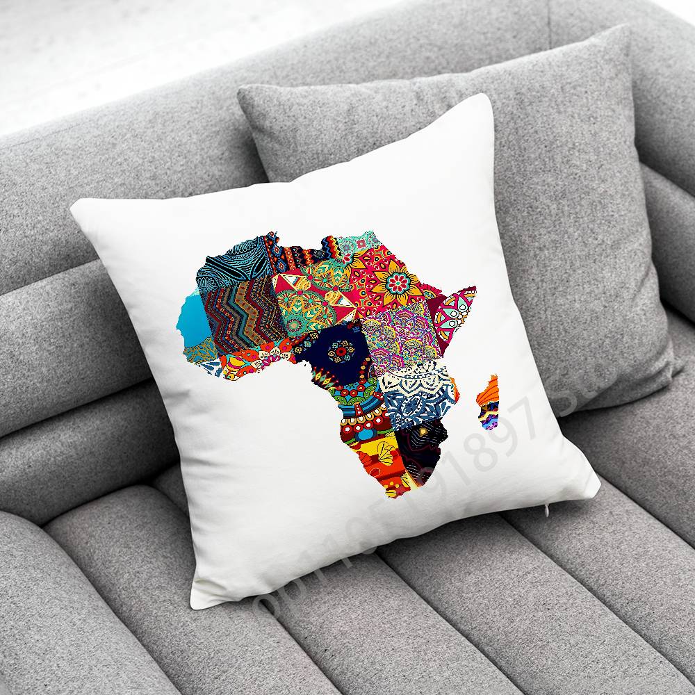 Africa Map ART Throw Pillow Case For 50x50cm 40x40cm 55x55cm 45x45cm 30x30cm Square Bedroom Pillowcase Cover