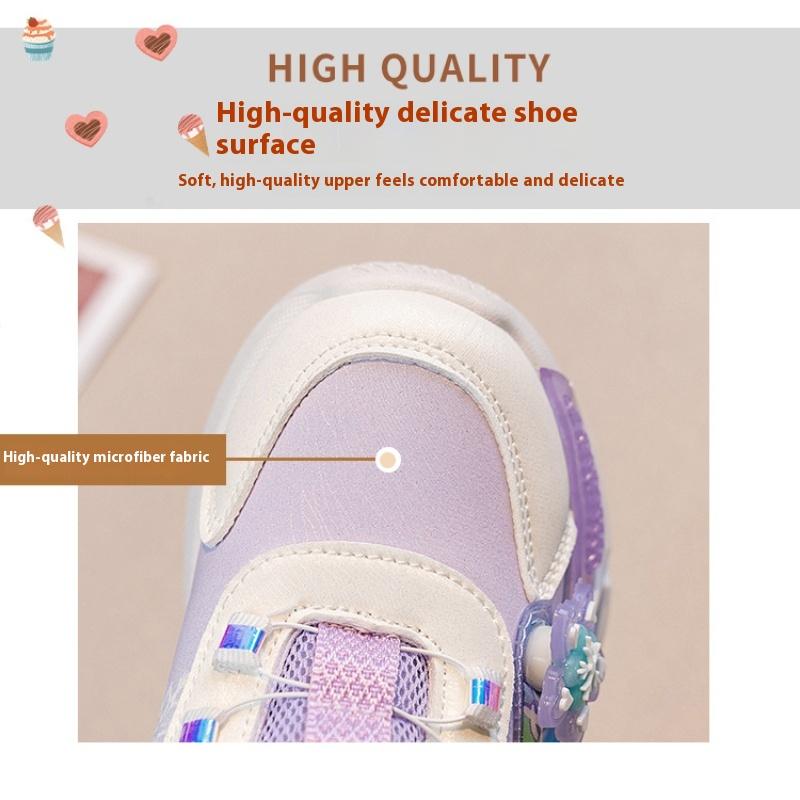 Pantofi Sport de Toamnă pentru Fete, din Piele Luminoasă, cu Buton Rotativ, Rezistenți la Uzură, Confortabili, cu Talpă Moale