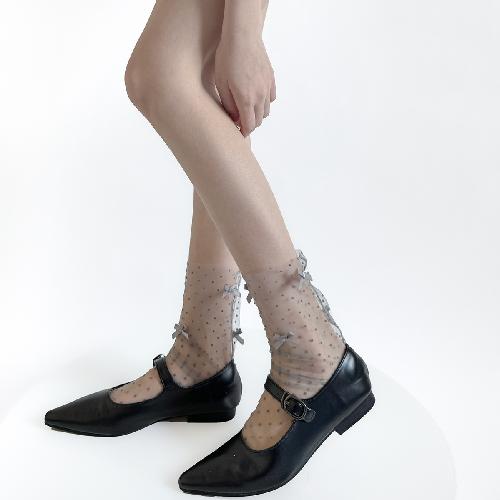 Summer Ultra-thin Transparent Polka Dot Women Socks Mesh Lace Women Socks Cute Bow JK Sweet Girls Lolita Kawaii Loose Long Socks