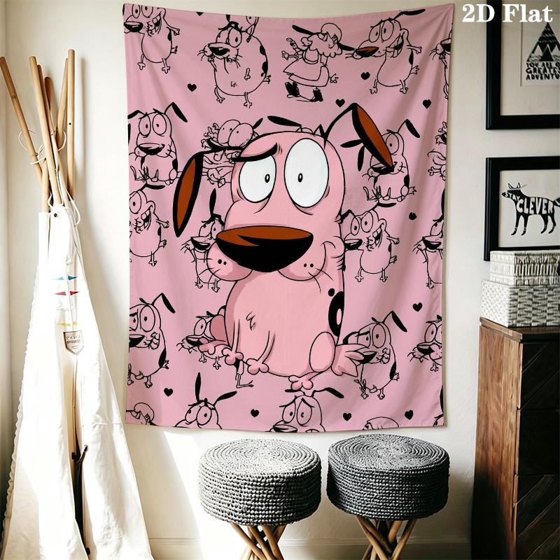 Courage the Cowardly Dog Wall Tapestry Aesthetic Wall Hanging Printed Fabric Blanket Decorative Tapestries for Bedroom Living Room Home Decor