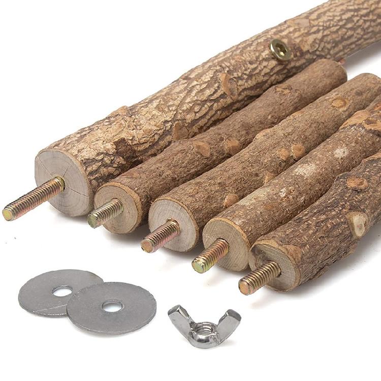 Bird Perch Set Natural Wood Stand Parakeet Toys Multi Branch Bird Cage Accessory