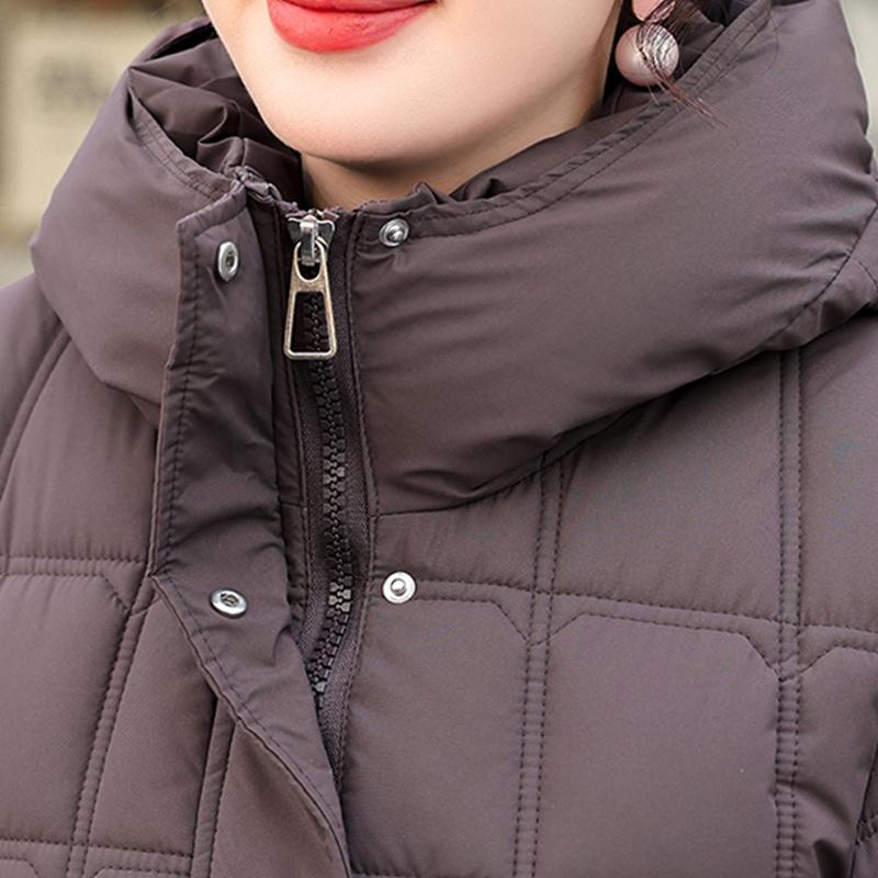 Fashion Woman Winter Long Coats Hooded Thick Warm Casual Winter Jacket Women's Parkas With Belt