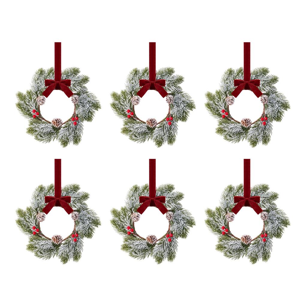 Christmas Wreath For Cabinets Kitchen, 11 Inch Hanging Small Christmas Wreaths With Red Bows Cedar Bra