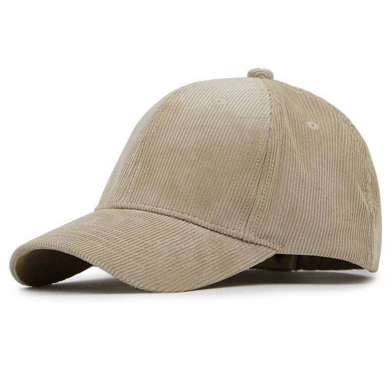 Corduroy Hat for Men with Large Head Circumference Size Baseball Cap Autumn and Winter Sun Hat Deep Brim Plain Baseball Cap