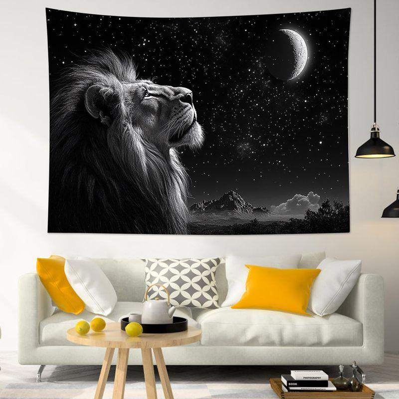 Wolf Pack Tapestry Wall Hanging Full Moon Starry Forest Sunset Nature Aesthetic Wall Art Bedroom Living Room Decor