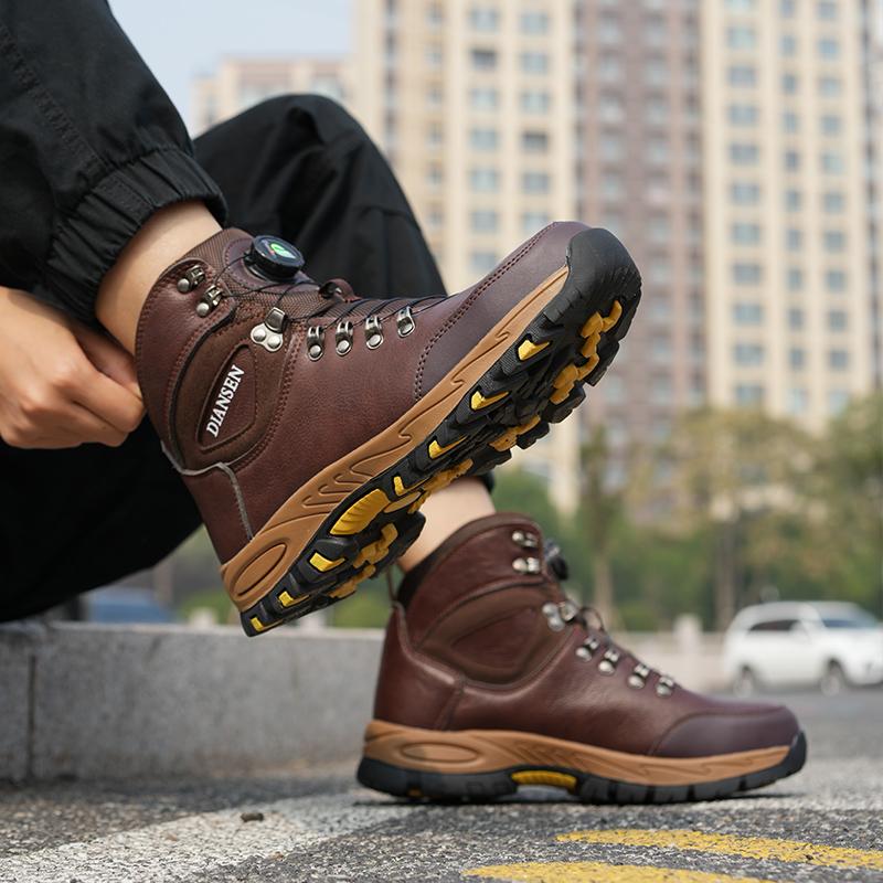Rubber Soles Non-slip Work Boots for Men Rotating Button Safety Shoes Steel Toe Sneaker Male Puncture Proof Protective Boots