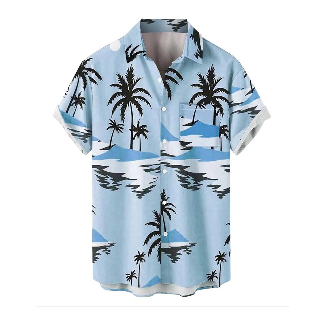 Men'S Hawaiian Vacation Casual Short Sleeve Shirt 3D Printed Fashion Loose Lapel