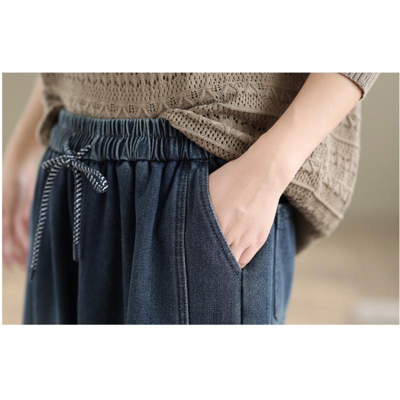 DIMANAF 2025 Autumn Winter Plus Size Jeans Thicken New Women Vintage Cotton Denim Long Pants Flocking