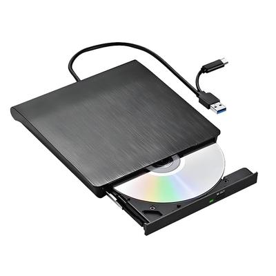 Zewnętrzny napęd DVD z dużą prędkością odczytu i zapisu 8X DVD 24X Zasilanie z magistrali USB Kompaktowy napęd optyczny Obsługa, & CD, Zasilanie, Kompatybilny z 2.0/3.0 & Type-C,