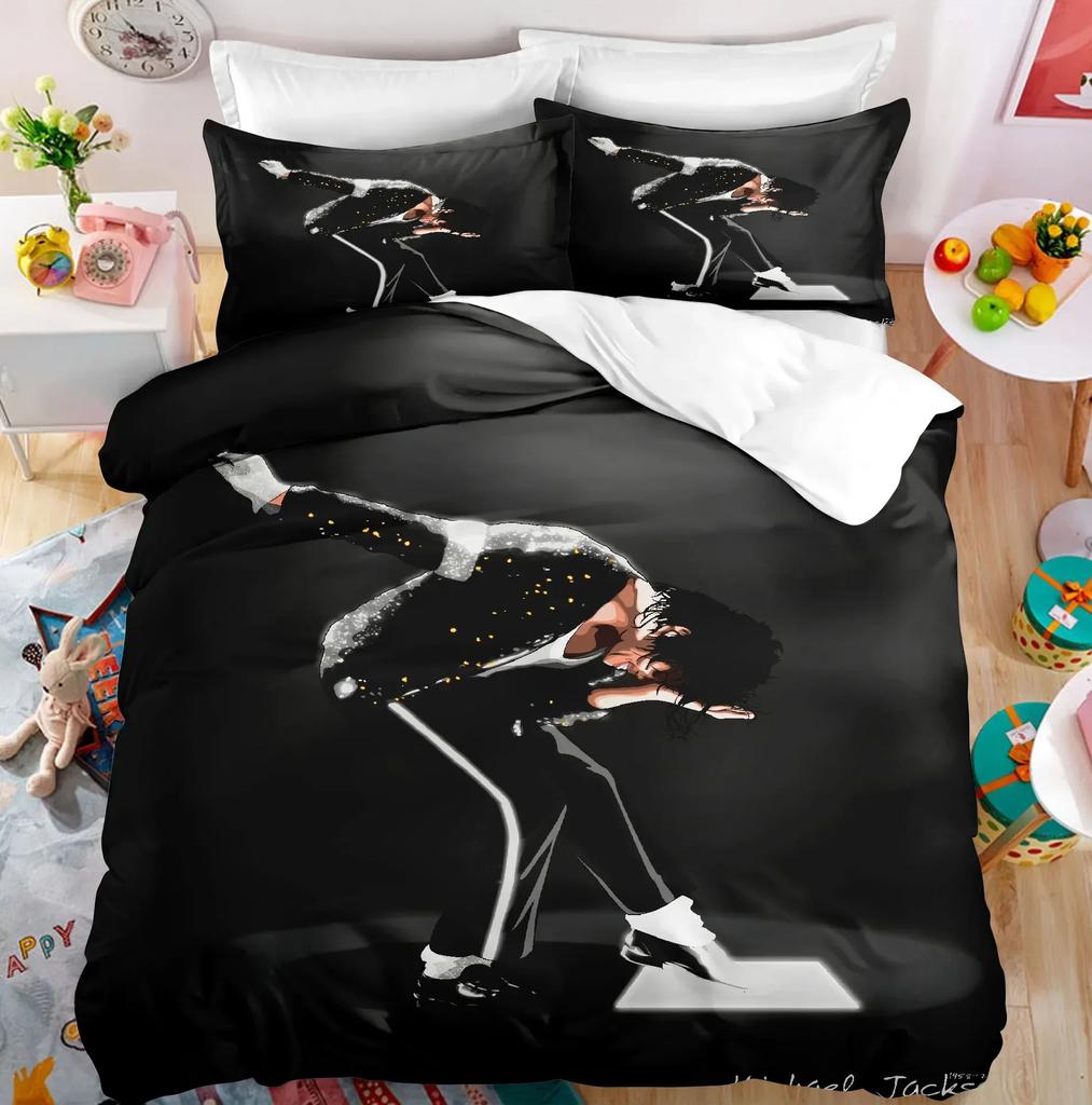 Michael Jackson Yatak Örtüsü Seti Tek Çift Tam King Boy Müzikal Dahi Yatak Takımı Yetişkinler Gençler Yatak Odası 200x200cm Nevresim Seti