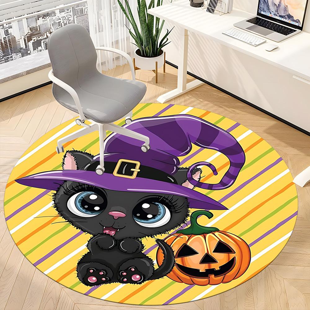1pc Halloween Cat Chair Carpet for Office Non-Slip,  Machine Washable Rug for Office, Room - Polyester, Machine Made yy251029137