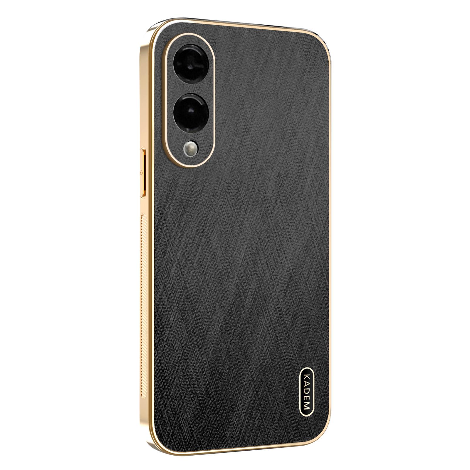 

KADEM Чехол для Samsung Galaxy S25 Edge Гальваническое покрытие Шелковистая текстура ПУ+ТПУ Задняя крышка для телефона Black