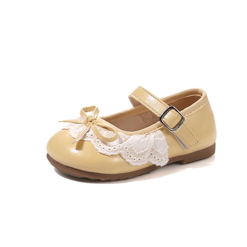 2026 Spring Girls' Bow Princess Soft Sole Leather Loafers